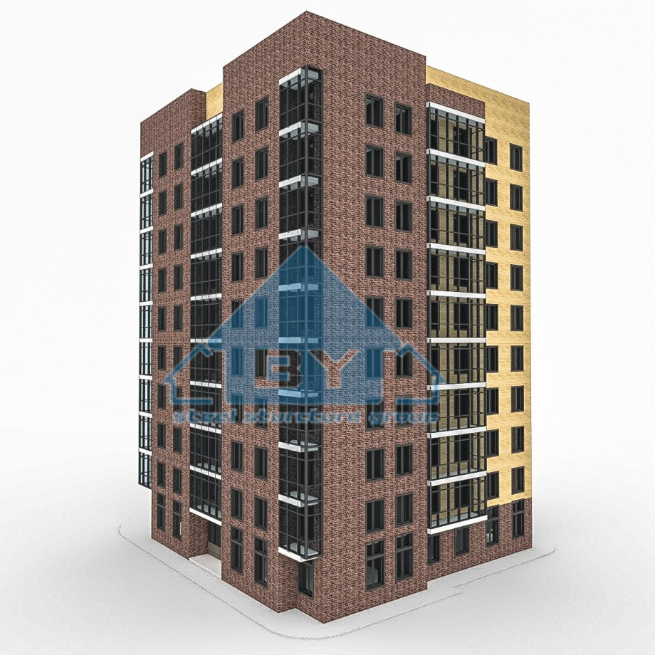 8 Floor Apartment High Rise Steel Structure Building