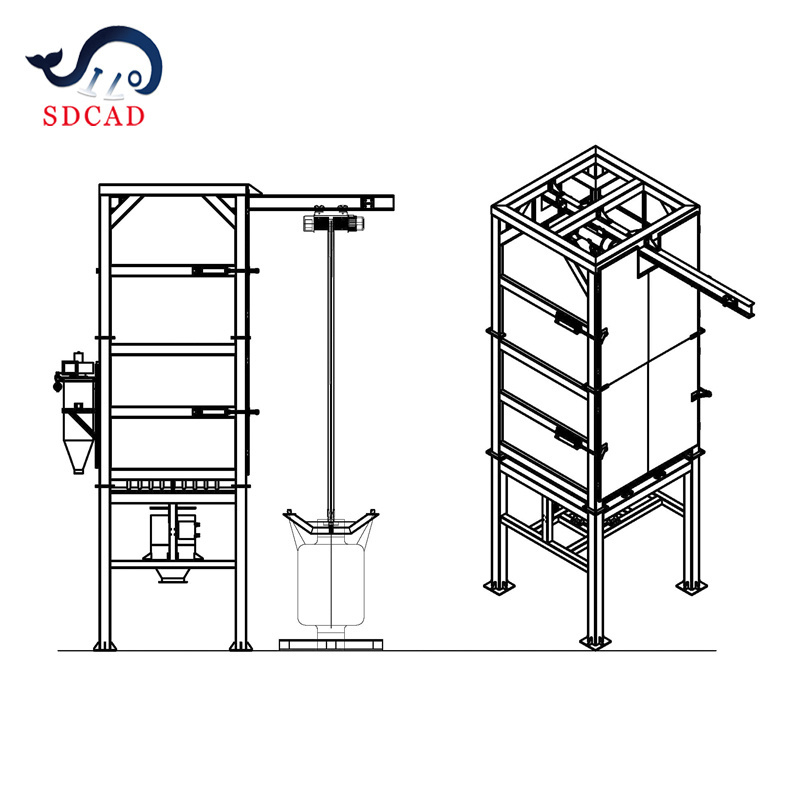 SDCAD cement silo  Lime Stone Powder Silica Sand Toner cement fertilizer ton bag unpack ton bag feeding station