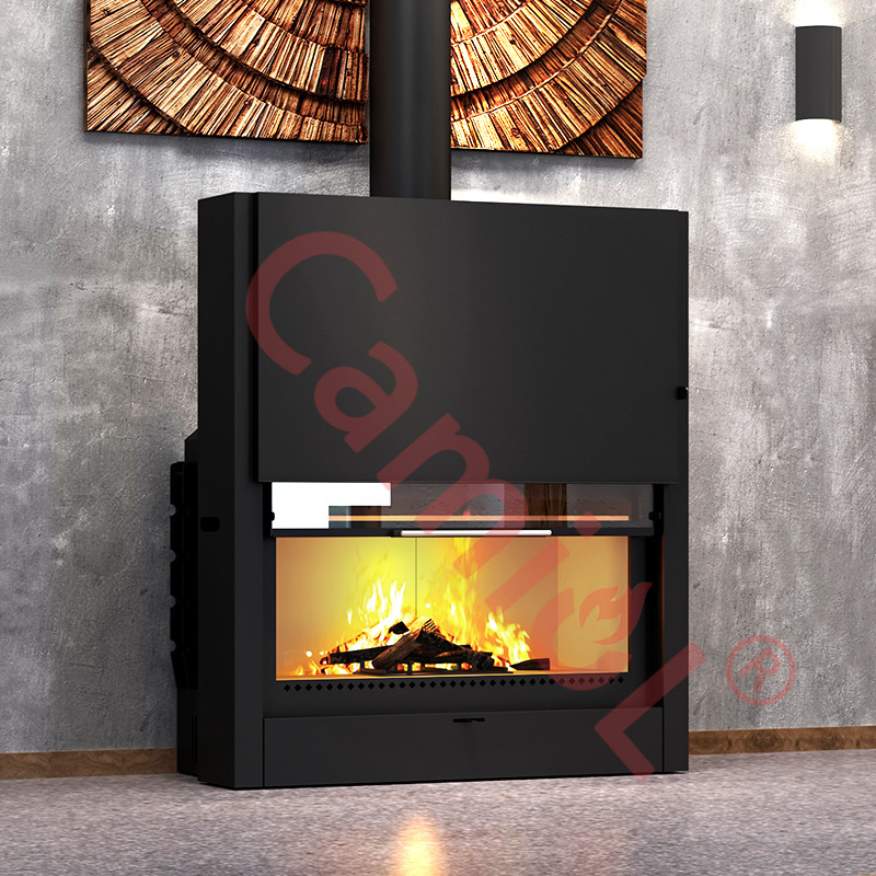 Factory Supply Graphic Design Black Steel Indoor Fireplace Wood Built-in Fireplace stove