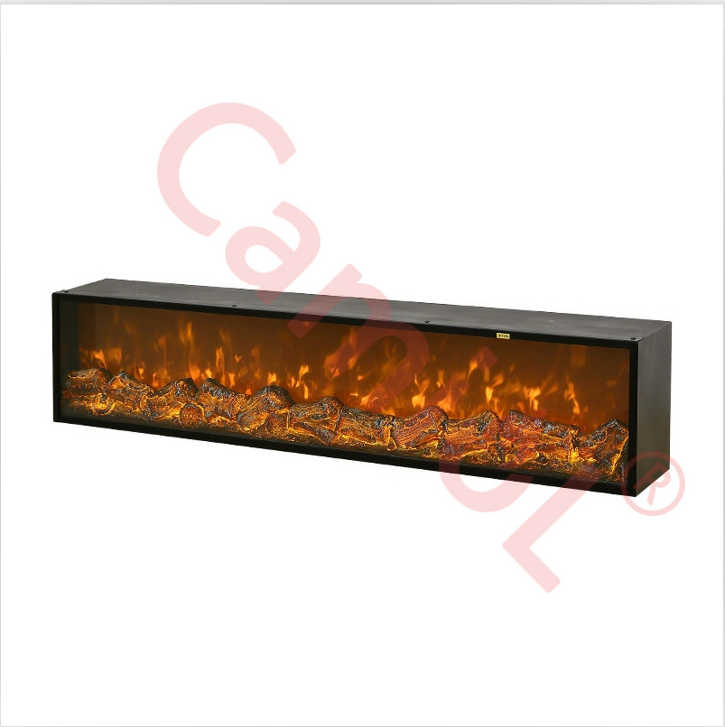 wide ember bed and HD flame technology electric fireplace 3 sided bay electric fireplace