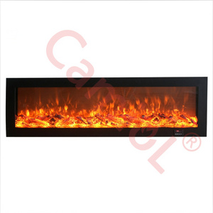 wide ember bed and HD flame technology electric fireplace 3 sided bay electric fireplace