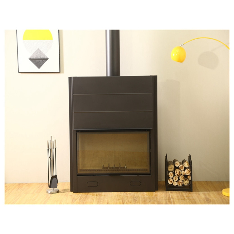 Factory Supply Graphic Design Black Steel Indoor Fireplace Wood Built-in Fireplace stove