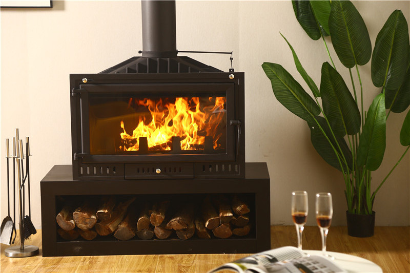 Modern Black Cast Iron Stove Indoor Decorative Fireplace Large Personal Wood Fireplace