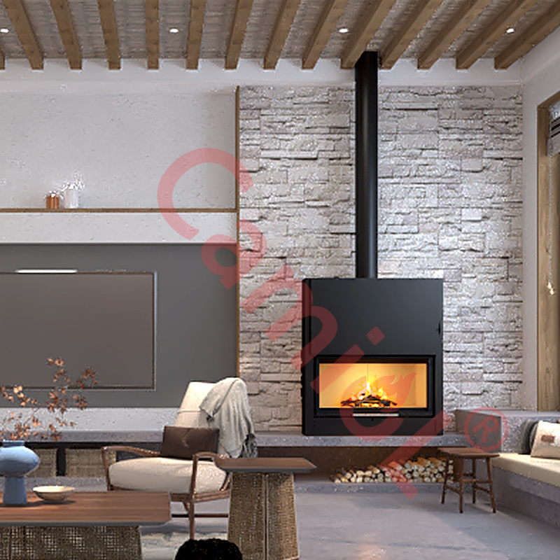 Factory Supply Graphic Design Black Steel Indoor Fireplace Wood Built-in Fireplace stove