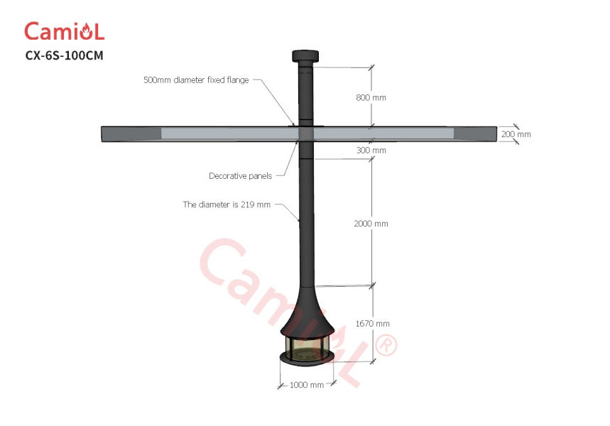 Chinese Manufacturers Hanging Indoor Heaters Ceiling Mounted Round Wood Burning Suspended Fireplace