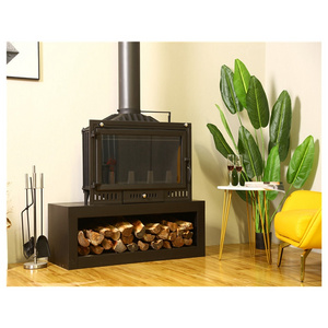 Modern Black Cast Iron Stove Indoor Decorative Fireplace Large Personal Wood Fireplace