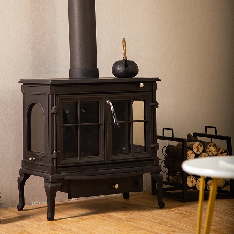 2022 Custom Wholesale Double Door Cast Iron Stove Indoor Wood Heaters Wood Fireplace Stove