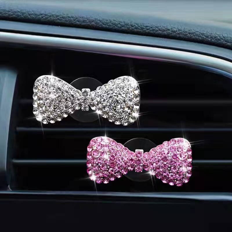 AC-3381 Hot Sale Cute Bling Crystal Car Air Freshener Diffuser Clip Perfume for Interior car accessories