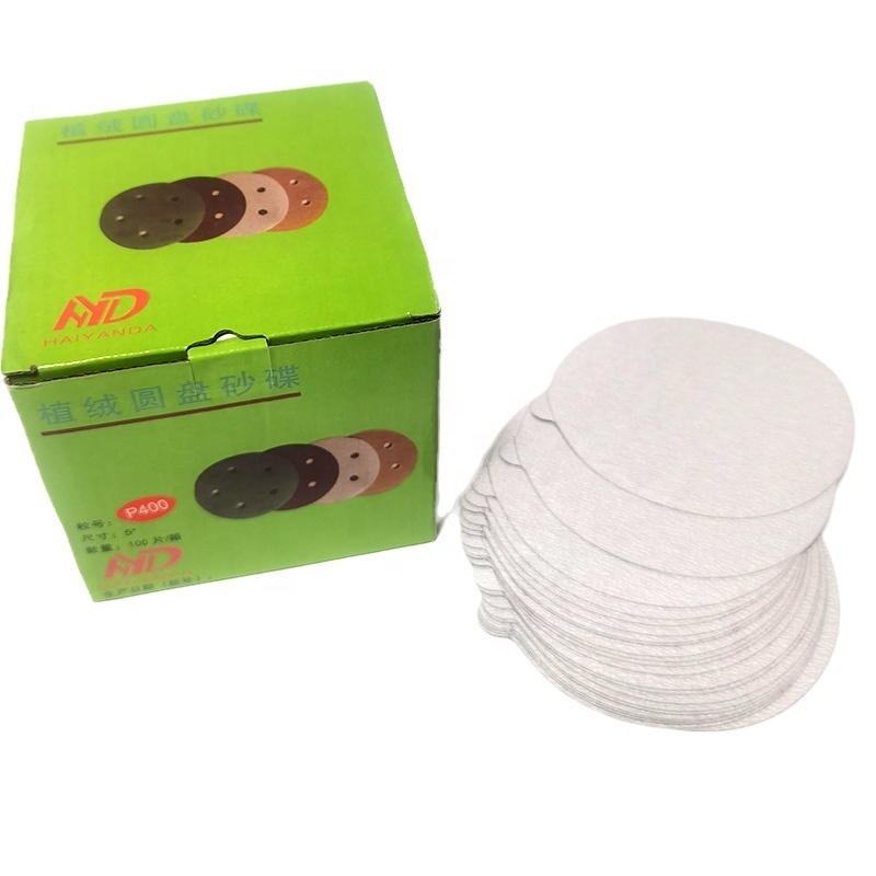 Self adhesive sandpaper for polishing automobile polished wood and metal 125mm sandpaper disc white sandpaper