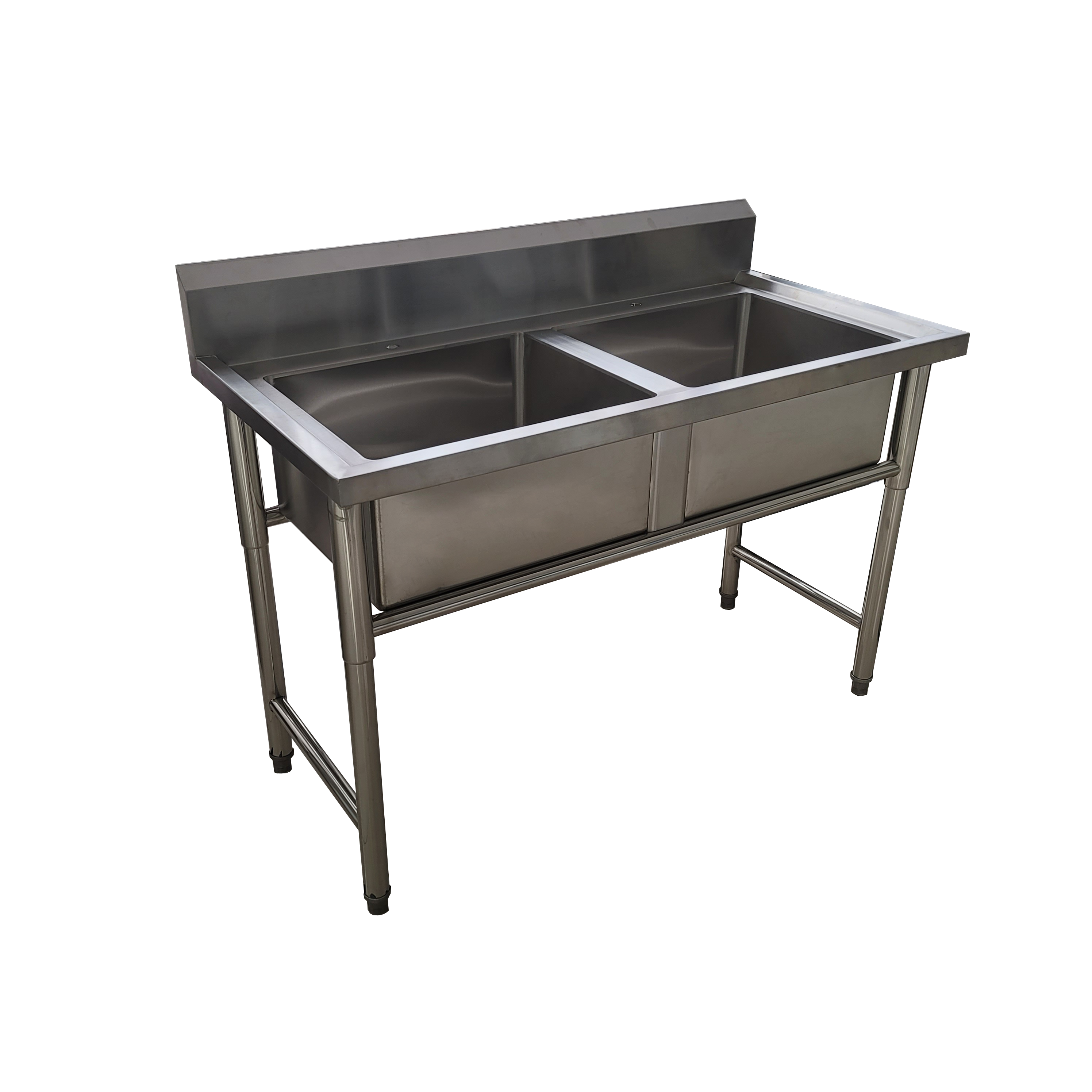 SS304 commercial kitchen high quality 1.2mm thickness Stainless Steel double bowls hand wash sink for school