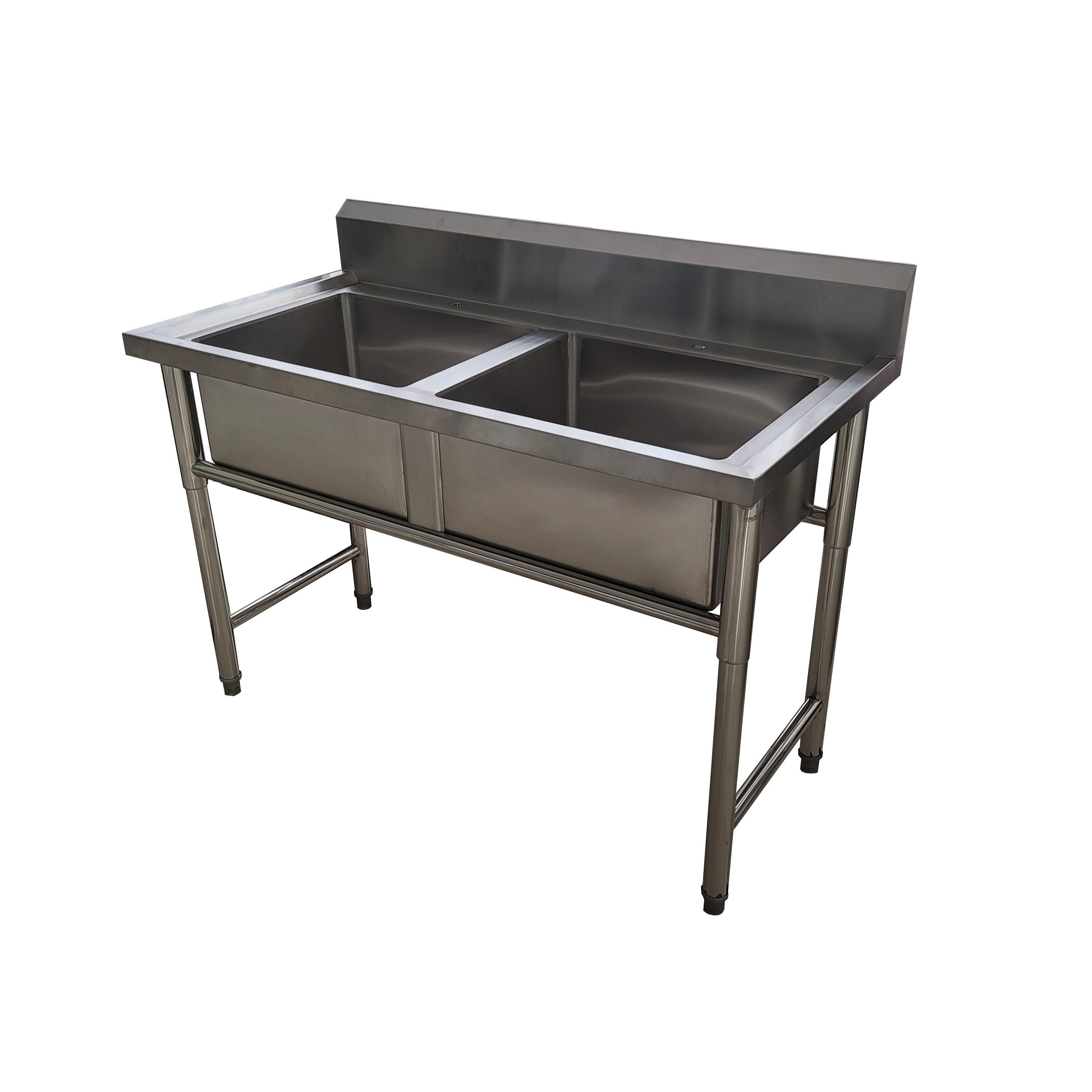 SS304 commercial kitchen high quality 1.2mm thickness Stainless Steel double bowls hand wash sink for school