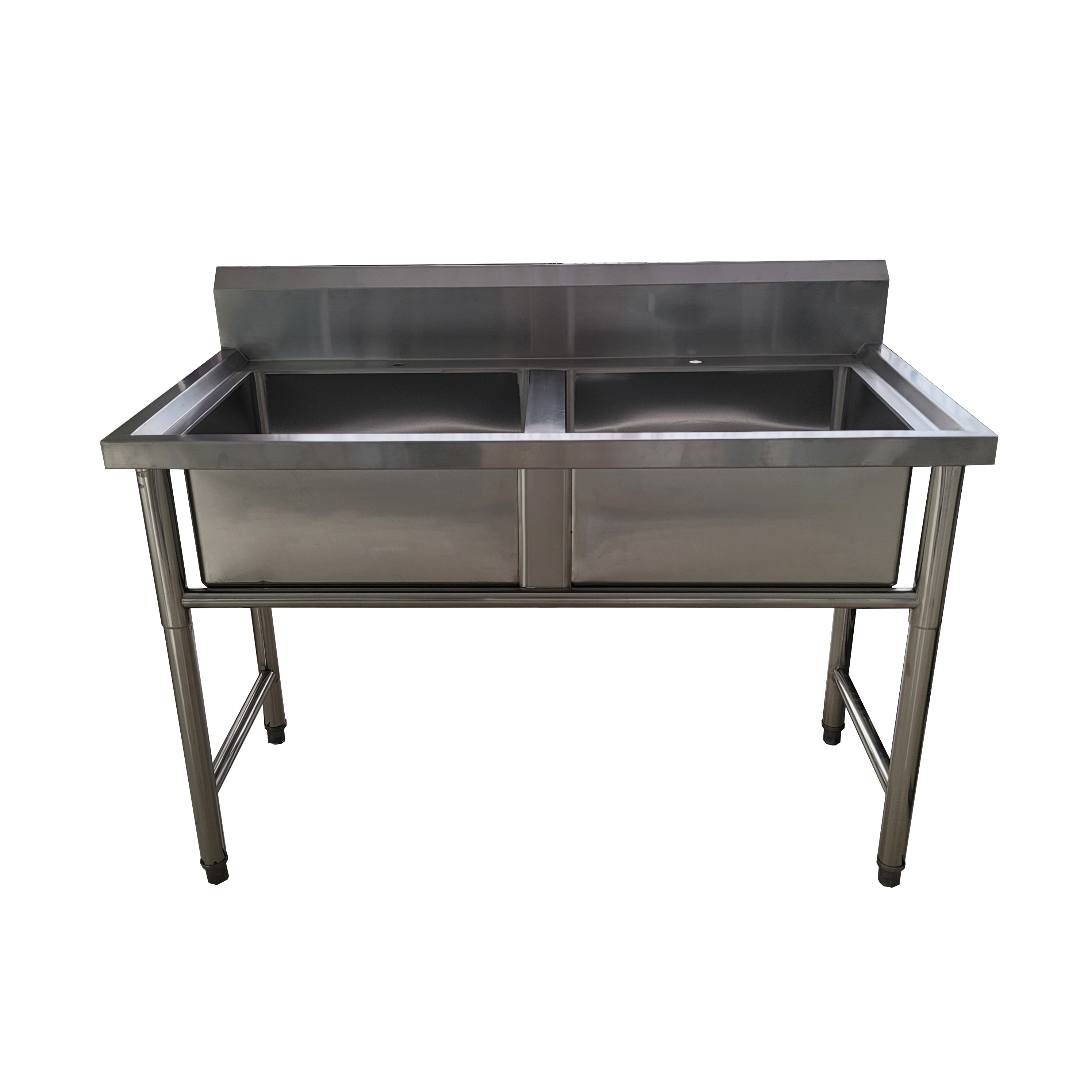 SS304 commercial kitchen high quality 1.2mm thickness Stainless Steel double bowls hand wash sink for school