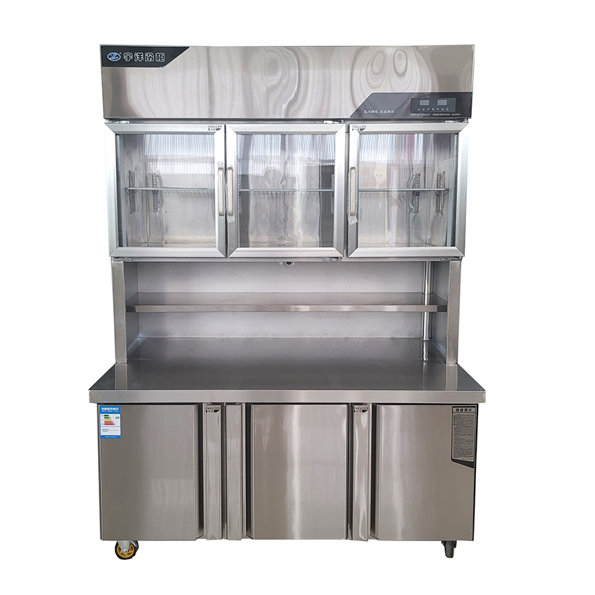 Kitchen stainless steel commercial refrigerator commercial kitchen fruit vegetables meat display freezer