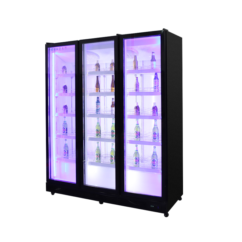 Supermarket Commercial Vertical Upright Freezers Display Beverage Cooler Refrigerator Showcase With Glass Door Freeze