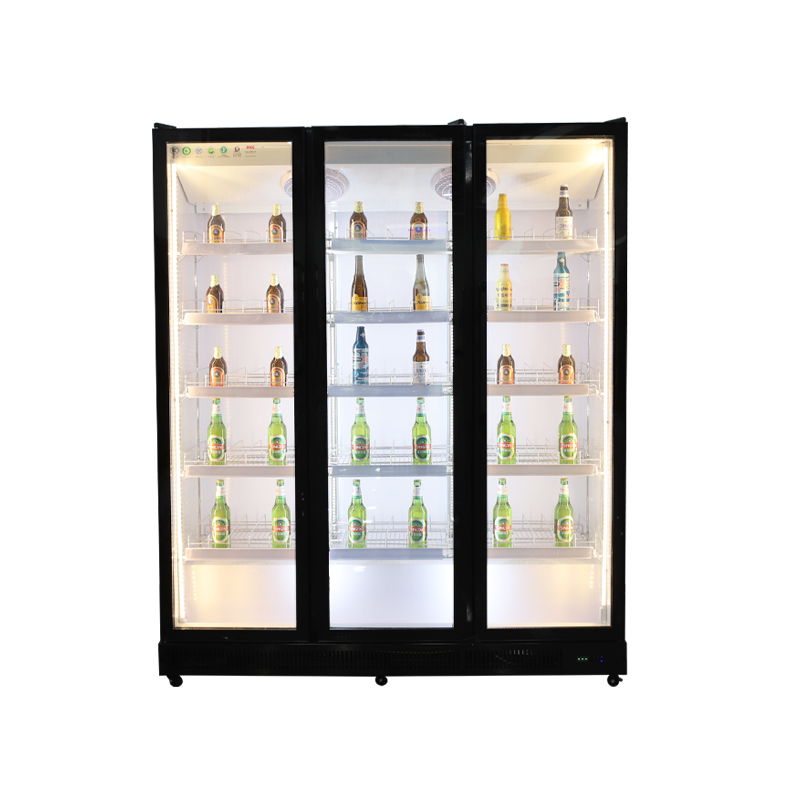 Supermarket Commercial Vertical Upright Freezers Display Beverage Cooler Refrigerator Showcase With Glass Door Freeze