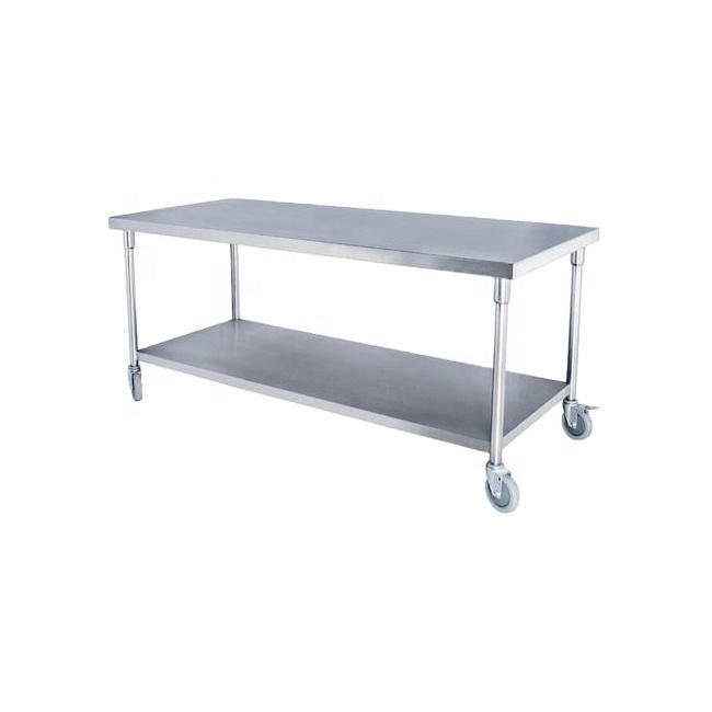 Stainless Steel Work Table With Wheels Commercial Customizable Kitchen Work Table Low Price