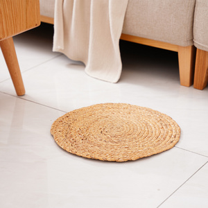 New Arrival Sedge Carpets With Leaf Shape Bohemian Woven Round Rug Rustic Seagrass Flat Woven Rug Doormats For Sale