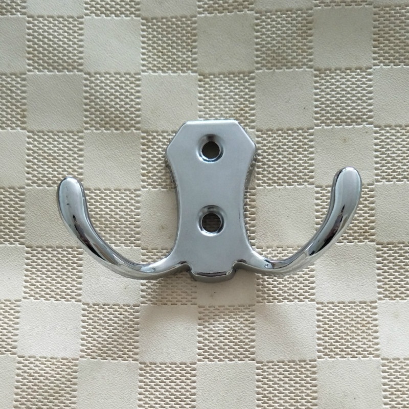 Bulk Nickel Double Hook Metal Wall Mount Hooks and Coat Racks