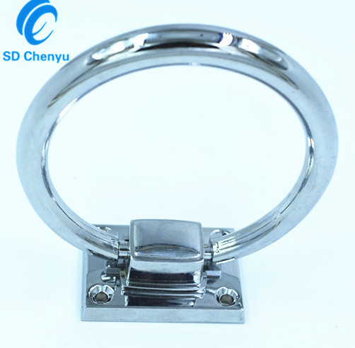 Wholesale Furniture Hardware Modern Shiny Silver Drop Ring  Knocker Puller Handle for Chair