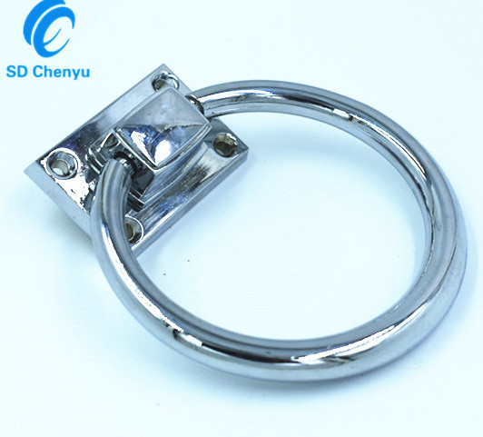 Wholesale Furniture Hardware Modern Shiny Silver Drop Ring  Knocker Puller Handle for Chair