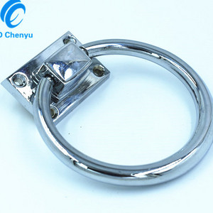 Wholesale Furniture Hardware Modern Shiny Silver Drop Ring  Knocker Puller Handle for Chair