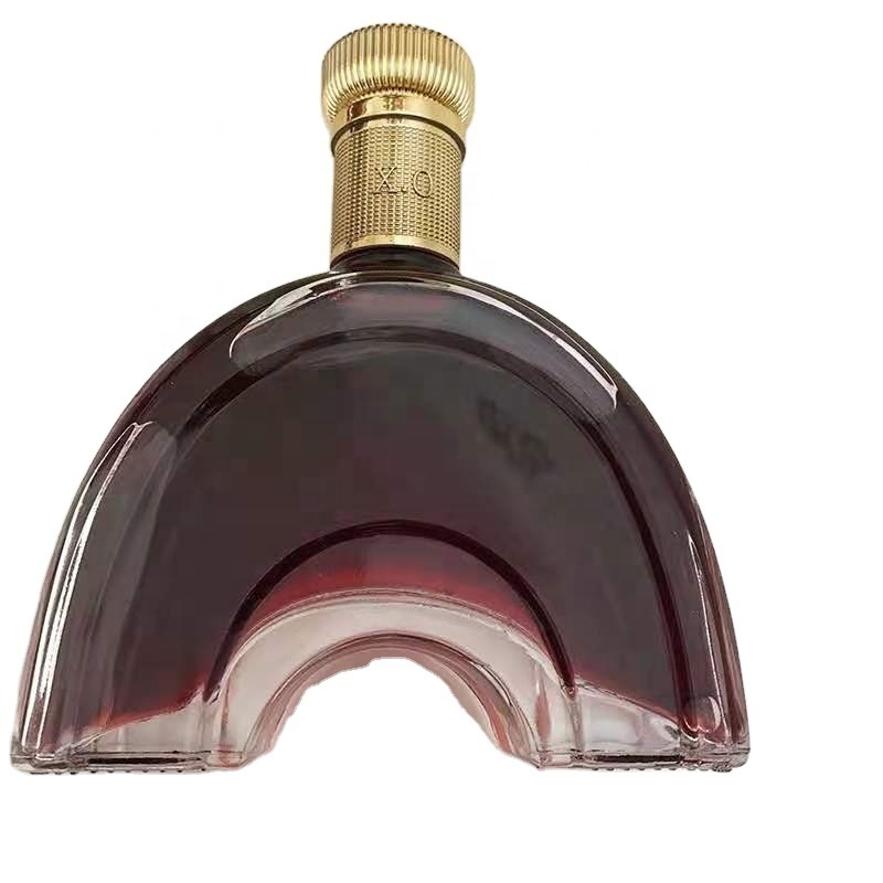 hot sale new products decal fancy wine bottles rainbow glass bottle bridge shaped brandy bottle with cork cap