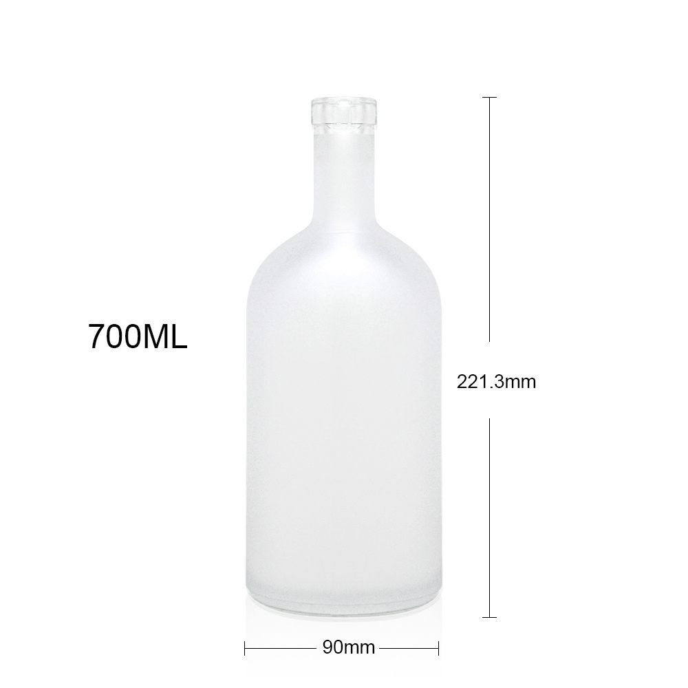 Frosted empty liquor glass bottle gin packing gift box  700ml spirit  patron tequila plastic bottle