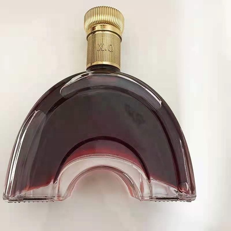 hot sale new products decal fancy wine bottles rainbow glass bottle bridge shaped brandy bottle with cork cap