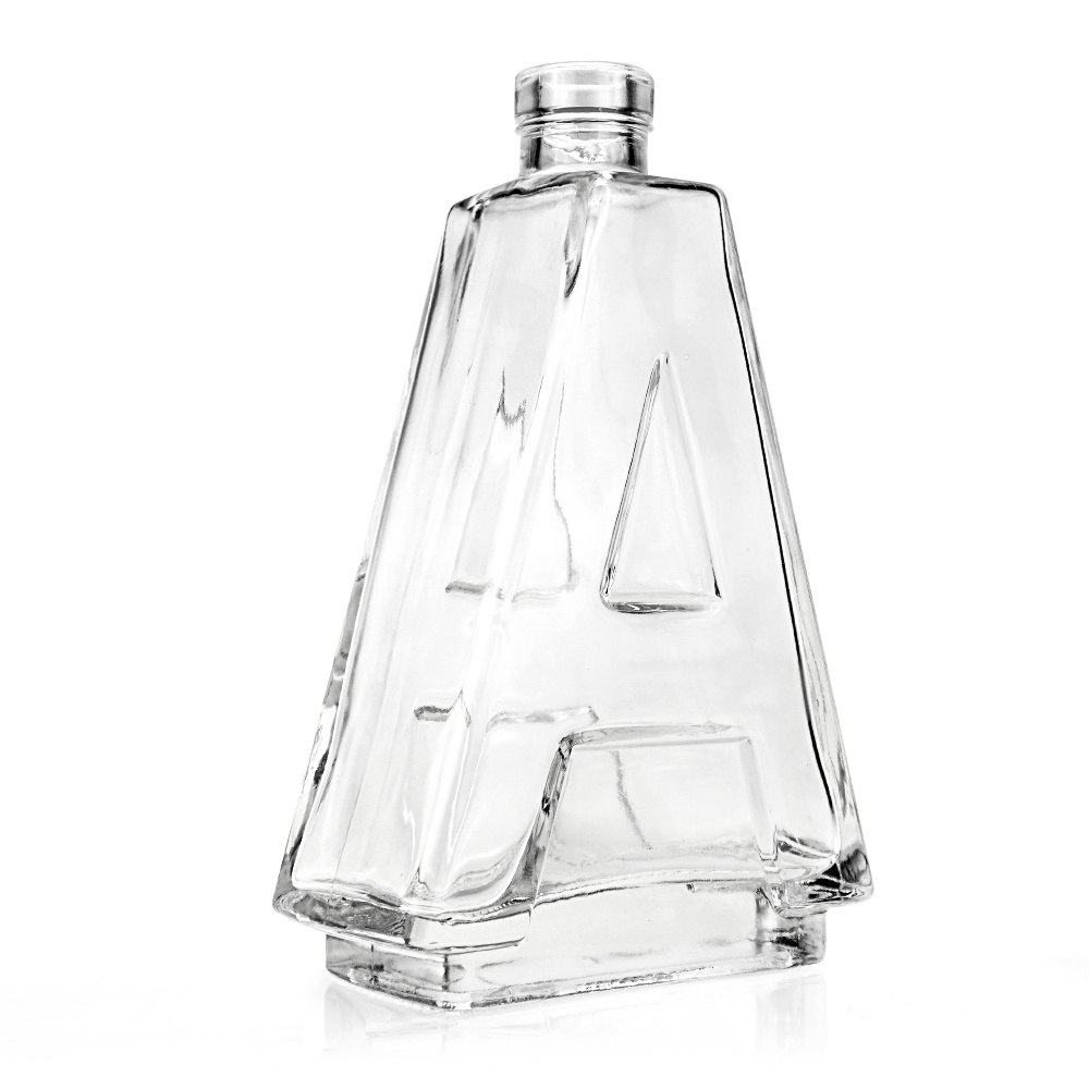 triangle shape 500ml empty clear glass vodka liquor drink bottles empty glass soda bottles wholesale