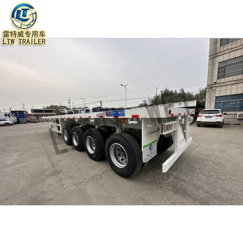 2 3 4 axles drawbar Flat bed 30-100 Tons 20ft 40ft 53ft Container Semi truck trailer flatbed semi-trailer for sale