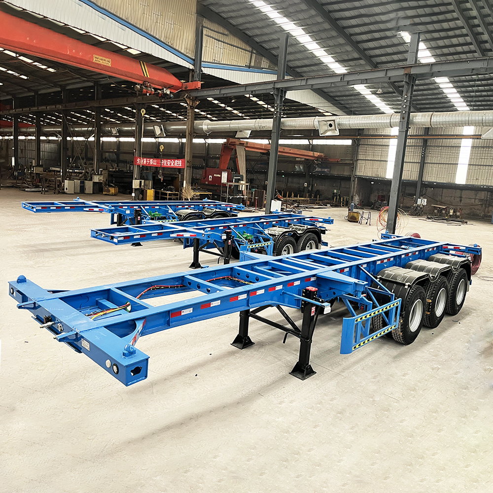 20 Feet 40 Feet Extended Container Chassis Sale 3 Axles Container Trailer Skeleton Semi Trailer Truck