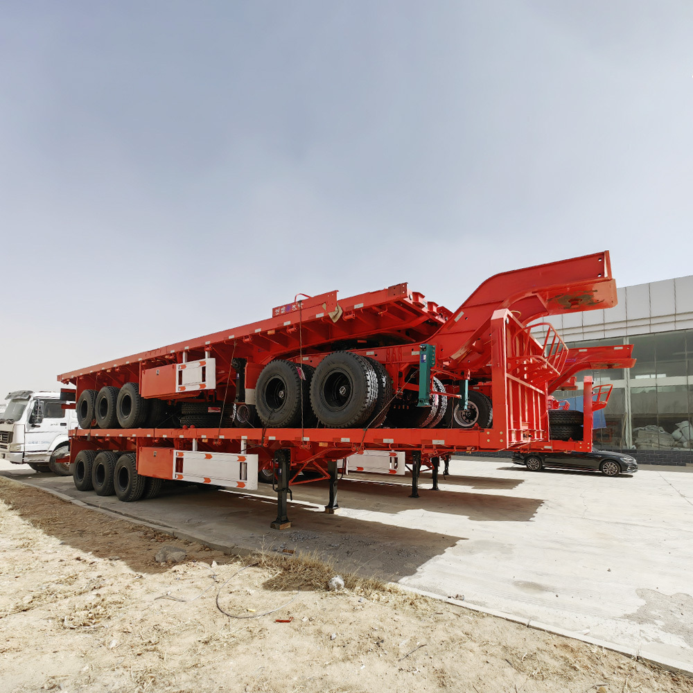 Heavy Duty 3 Axles 40ft 60ton Interlink Super Link Flatbed Semi Trailers Middle Innerlink Trailer