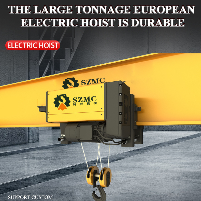 large capacity overhead crane used european motor lifting 220v 380v 460v 3M-30M electric wire rope hoist price