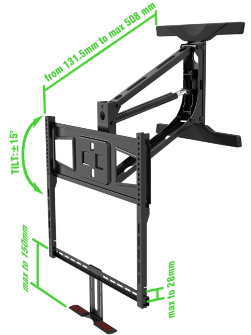 Spot Goods Ceiling Mount Automatic tv Bracket home made  Set Modern flip down ceiling tv lift In Roof Hydraulic electric DK-B001