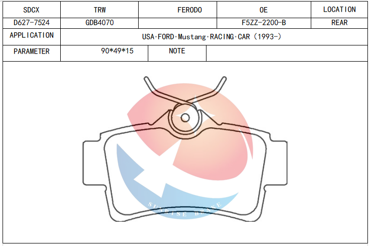 SDCX D627 Auto High Powered More Coupons Brake Pad Factory High Quality Car Brake Pad For FORD USA