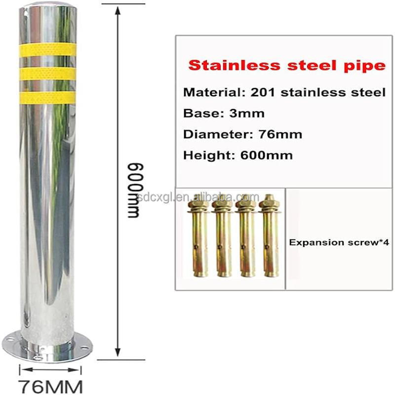 304 stainless steel Fixed Warning Security Traffic lighting Bollard