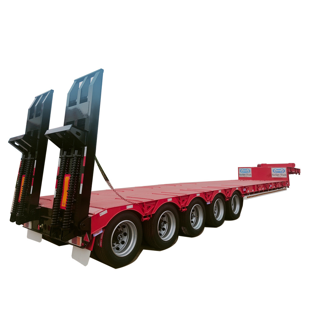 High Quality 5 Axles 60 Ton Low Bed Semi Trailer Transport Heavy Duty Low Flat Bed Semi Trailer