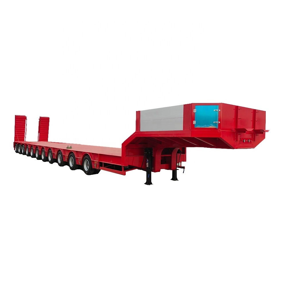 20 40FT 2 3 Axle Low Flatbed Semi Trailer Gooseneck Loader Transport Trailer Gooseneck Low Bed Flatbed Semi Trailer for Sale