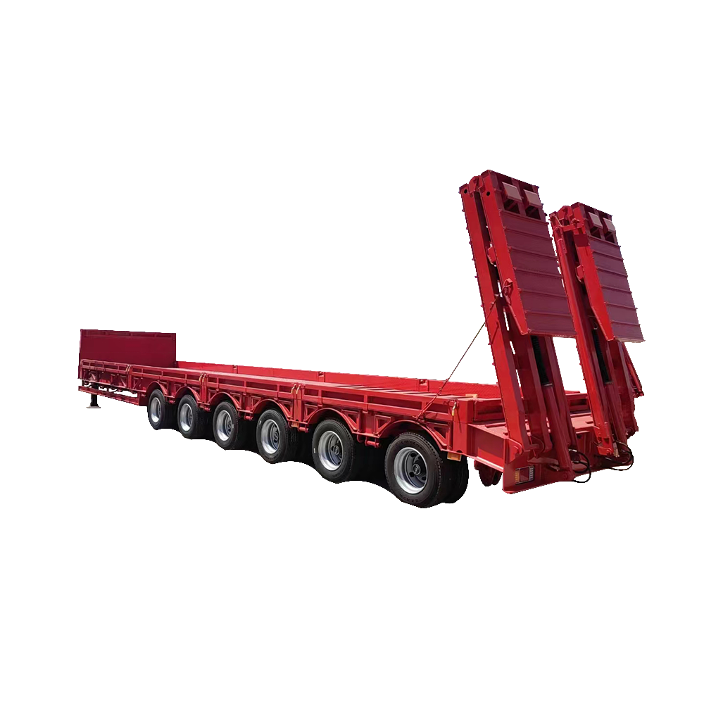 20 40FT 2 3 Axle Low Flatbed Semi Trailer Gooseneck Loader Transport Trailer Gooseneck Low Bed Flatbed Semi Trailer for Sale