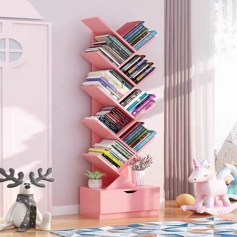 Wholesale Office Wood bookshelf Kid Portable Tree Book Shelf Storage Bookcase Wooden Shelf Storage Holders Racks