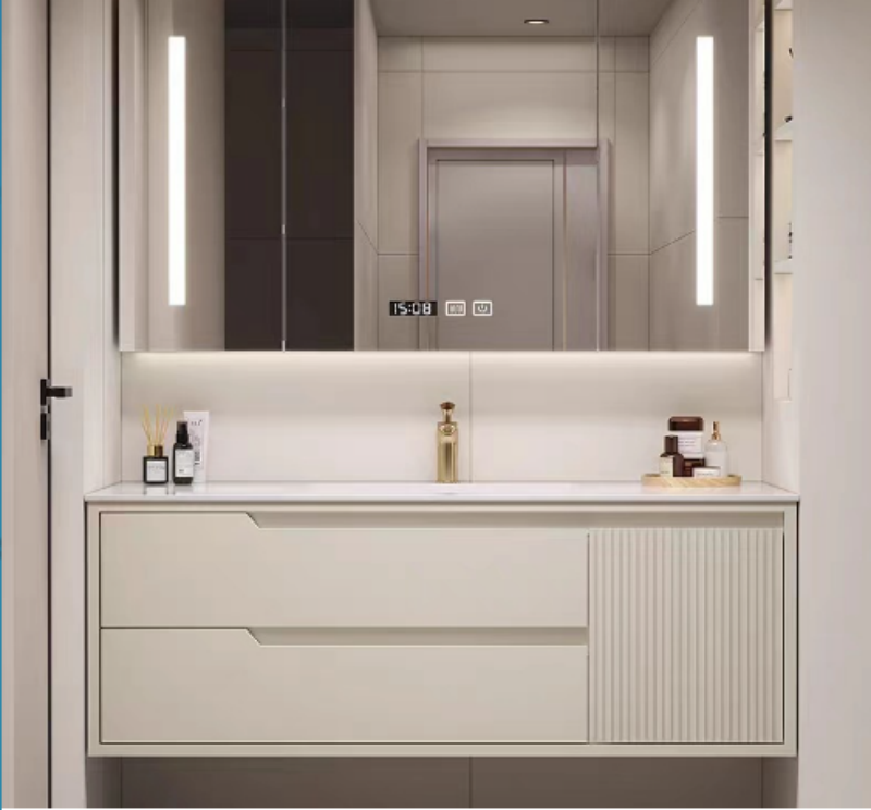 mdf bathroom vanity with waterproof mirror cabinet  basin narrow bathroom cabinet  double shenzhen