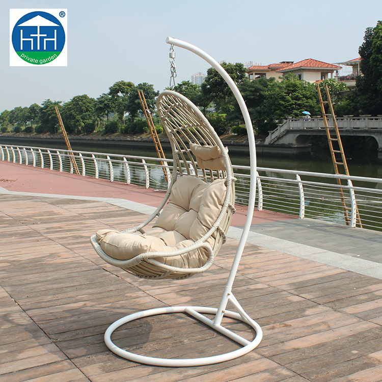 wholesale cheap wicker patio swing chair outdoor garden rattan egg swings metal hanging chair hammock for indoor use