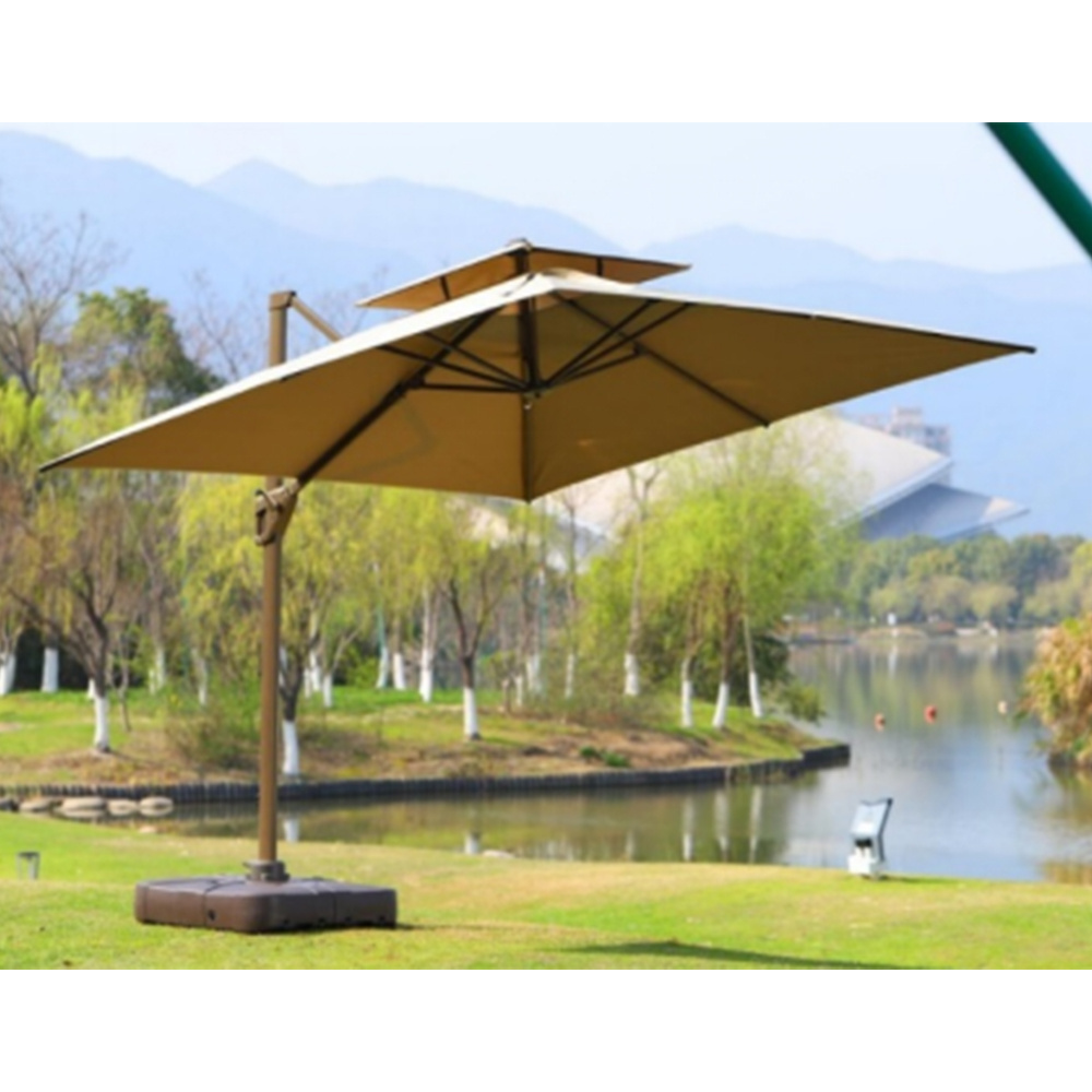 Modern Design Roma Aluminum Sun Umbrella with Marble Base for Outdoor Leisure Courtyard Hotels Parks Villas Patios