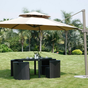 Modern Design Roma Aluminum Sun Umbrella with Marble Base for Outdoor Leisure Courtyard Hotels Parks Villas Patios