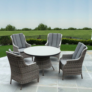 Rattan woven patio high end outdoor table set wicker restaurant garden table and chair set furniture