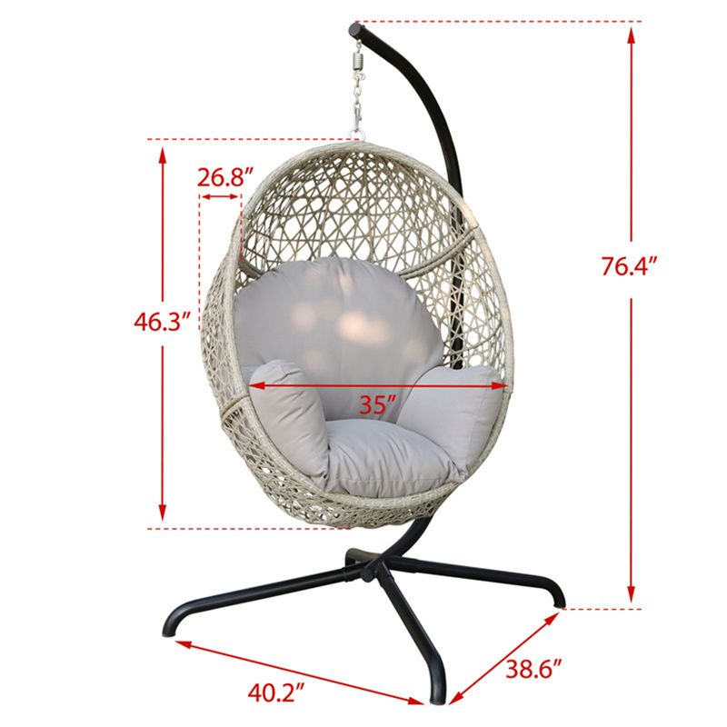 big loading high quality KD rattan hanging hammock egg wicker patio swings chair factory