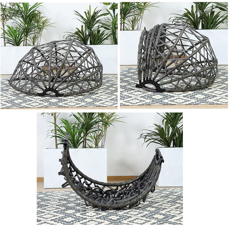 outdoor high quality folding rope swing chair foldable hanging wicker egg chair supplier patio furniture