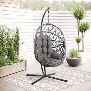 outdoor high quality folding rope swing chair foldable hanging wicker egg chair supplier patio furniture