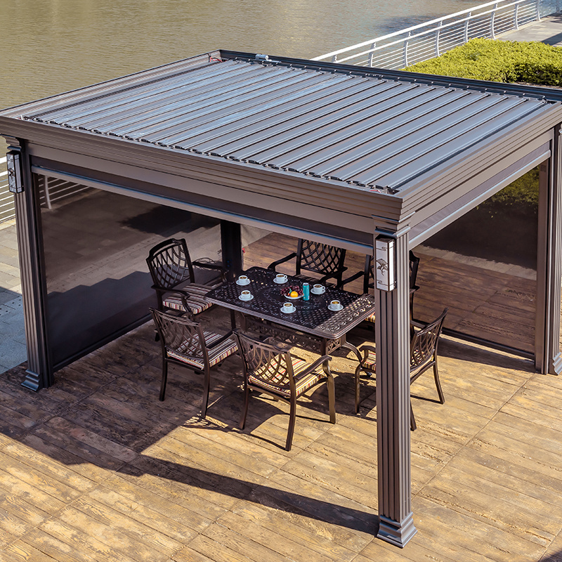 Factory Customized Hot sale Motorized Waterproof Pergola Covers Sunshade Louvered Roof Gazebo With Louvre