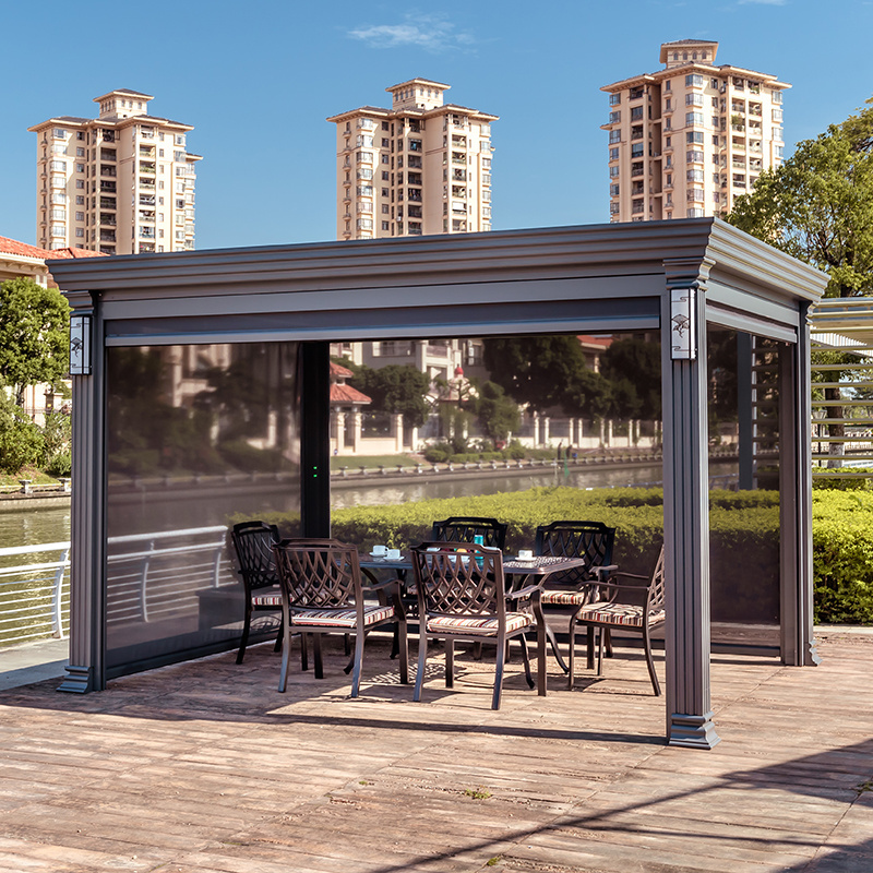 Factory Customized Hot sale Motorized Waterproof Pergola Covers Sunshade Louvered Roof Gazebo With Louvre